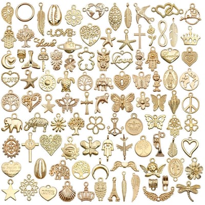 100 stuks Ketting Hanger Accessoires Gouden Legering DIY Goud Knutselen Hanger voor Sieraden Maken beige