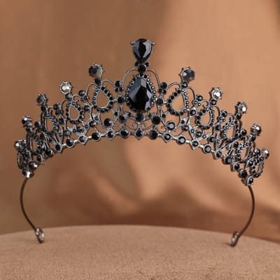 Retro Zwarte Tiara Koningin Halloween Kroon Bruiloft en Diner Accessoires Halloween Make-up en Haaraccessoires
