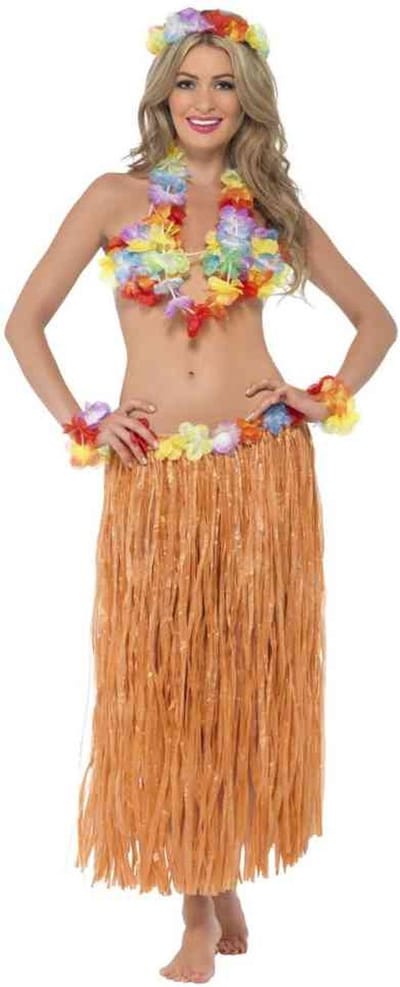 Hula Hawaii set Honey | Rokje, Bloemen BH, Armband en Hoofd | One sizekrans