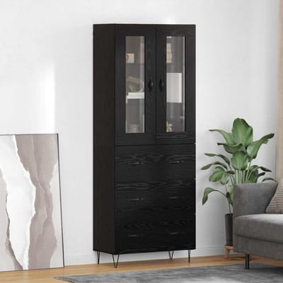 vidaXL - Highboard - Zwart - Eiken - 69,5 - x - 34 - x - 90 - cm - Bewerkt - hout