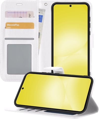 Hoesje - Met Pasjeshouder - Geschikt voor Samsung Galaxy A56 - Luxe Bookcase Portemonee - Flip Case - Kunstleer Book Case - Flipcase - Book Cover - Walletcase - Portemonneehoes - Telefoonhoesjes - Wit