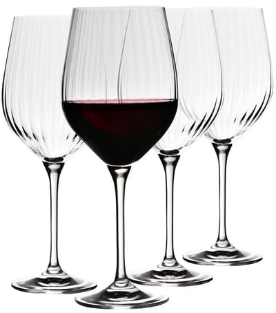 KROSNO | Rode wijnglazen | Set van 4 stuks - 450 ml | Harmony Lumi Collectie, glazen drinken, Loodvrij kristalglas, huwelijkscadeau, perfect voor thuis, restaurant en keukenset, vaatwasmachinebestendig