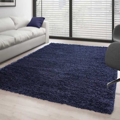 Hoogpolig vloerkleed, effen kleur, donkerblauw 80x150 cm