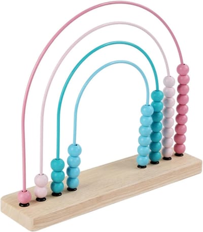 Telraam - Rekenmachine Hout - Leren Rekenen - Vrolijke Kleuren - 30 cm Breed - Regenboog