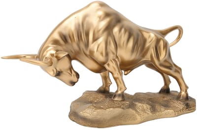 Dailygoods- Beeldje Gouden Stier - Feng Shui Sculptuur - Decoratie Thuis/Office - Geluk en Rijkdom - Hars - 41 cm Lengte