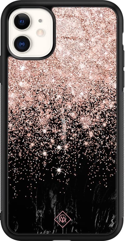 Casimoda® hoesje - Geschikt voor iPhone 11 - Marmer Twist - Luxe Hard Case Zwart - Backcover telefoonhoesje - Zwart