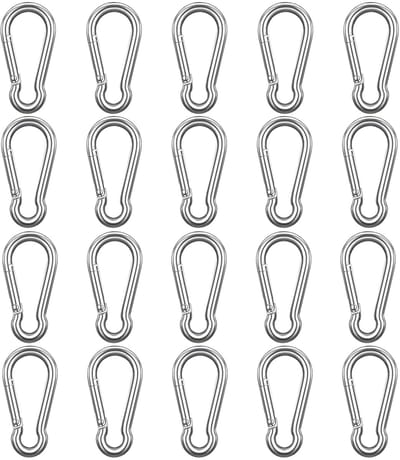 Dailygoods - 20 stuks en 50 stuks karabijnhaken, 40 x 4 mm, kleine aluminium karabijnhaken, sleutelhanger, karabijnhaak, aansluiting voor rugzak, riem, tent, camping, reizen