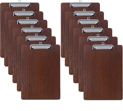 Houten klembord A4 met laag profiel clip en ophanggat - 12 stuks