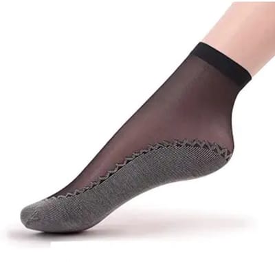 Daity 10 paar - Sokken met katoenen zool - zijdezachte - antislip transparante korte sokken voor dames met katoenen zool - antislip damessokken.