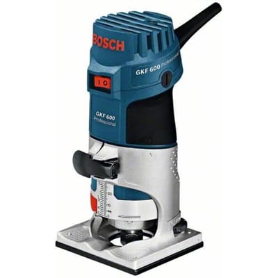 Bosch Professional - Kantenfreesmachine GKF 600 (Geleidingshulp, parallelgeleider, spantang met wartelmoer 6 mm, spantang met wartelmoer 8 mm, Steeksleutel 17 mm)