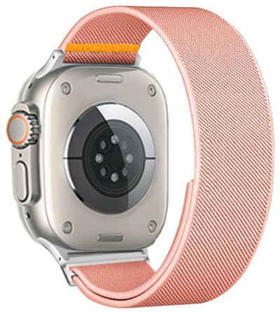 Nylon bandje - geschikt voor Apple Watch 1/2/3/4/5/6/7/8/9/10/11/ SE (1,2,3) met maat 38 mm / 40 mm / 41 mm en 42 mm (Watch 10/11) - roze