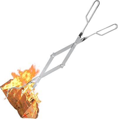 Uten Haardtang - 64.3cm - Open haard tang Gereedschap - Voor Binnenhaarden, Buitenhaarden, Houtkachel En Kampvuur - Zilver