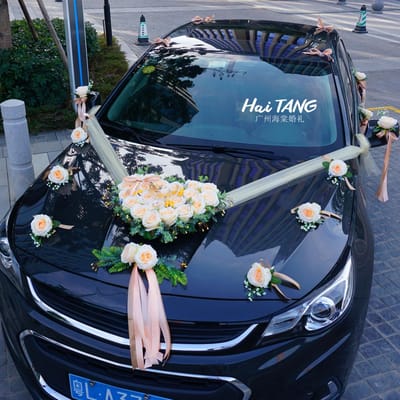 Kunstbloemen Bruiloft Auto Decoratie Kit Romantische Zijde Nep Roos Pioenbloem Valentijnsdag Cadeau Feest Vakantie Benodigdheden 1 gray