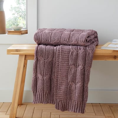 Chunky Marl Knit Deken 130x170 cm - Plum Kleur