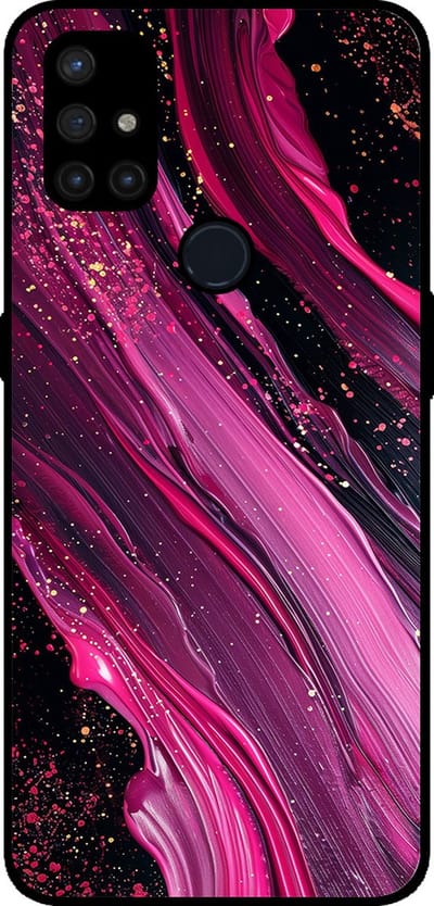 Smartphonica Telefoonhoesje Geschikt voor OnePlus Nord N10 5G met marmer opdruk - TPU backcover case marble design - Paars Roze geschikt voor OnePlus Nord N10 5G