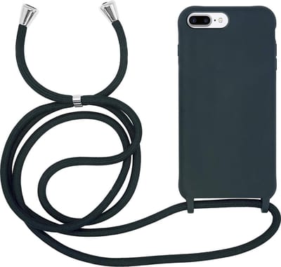 HB Hoesje Geschikt voor Apple iPhone 7 Plus/8/Plus - Groen - Siliconen Back Cover met Koord - Telefoonhoesje met Koord - Crossbody Lanyard Cord Case