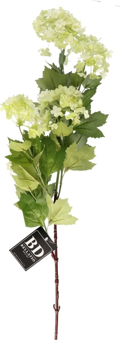 Bellatio Design Kunstbloem Viburnum / Sneeuwbal - 88 cm - groen - losse steel - kunst zijdebloemen