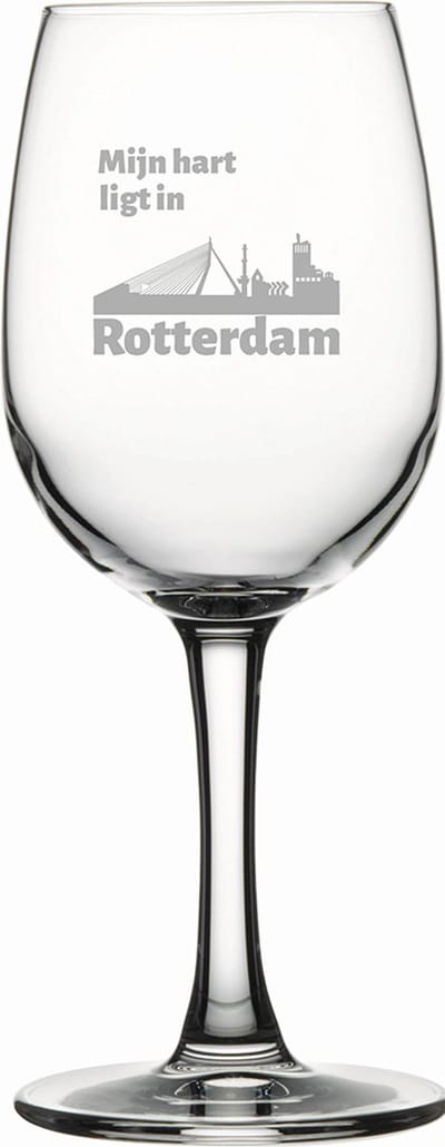 Gegraveerde witte wijnglas 26cl Rotterdam