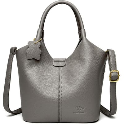 Franse Handtas High-end Echt Leer Dames Kleine Tas Nieuw Veelzijdig Middelbare leeftijd Zacht Leer Modieus Hand gray