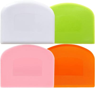 Deegschrapers Set - Beslag Schrapers - Bakken en Koken - Flexibele Rand - 4 Stuks - Grijs