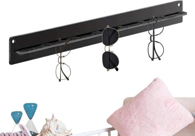 Zonnebrilhouder Muur - Brillenrek Opslag - Brillen Organiseren - Ruime Capaciteit - 38 cm Lengte - Zwart