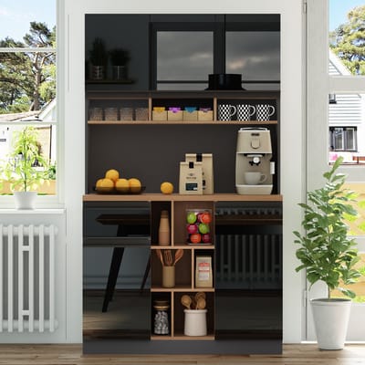 MODFU - Keukenkast - Verstelbare Planken En Lade - Modern - Voor Keuken - MDF - Zwart