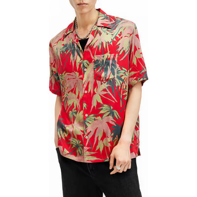 AllSaints Hudsony Ss Shirt Scarlett Red Größe: S | Casual hemden Outlet | Herren | Rot
