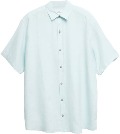 Lichte klassieke linnen shirt met Italiaanse kraag en afgeronde onderkant s.Oliver