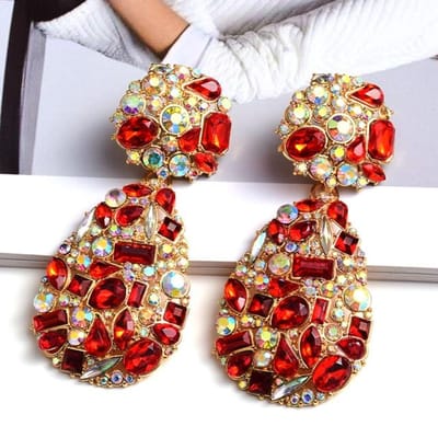 Nieuwe Kleurrijke Kristallen Druppel Oorbellen Fijne Sieraden Accessoires Voor Vrouwen Modetrend Strass Pendientes Bijoux