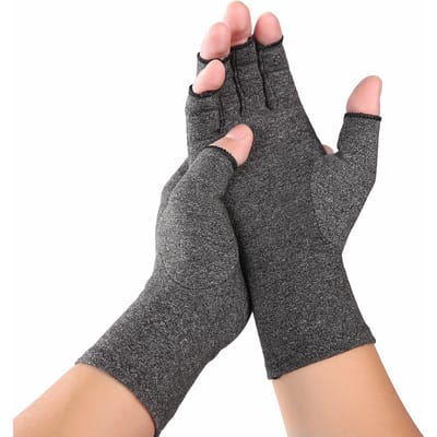 Magnetische Therapie Handschoenen voor Artritis Pijnverlichting Compressie Polssteun Handbeschermer voor Fietsen Sport S black