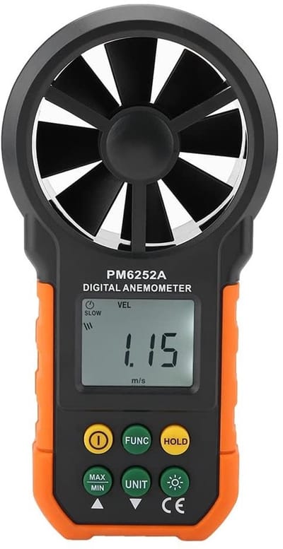 Draagbare Anemometer voor Windsnelheid en Luchtvolume, Digitale Windmeter met Peak Meter Functie voor Nauwkeurige Metingen