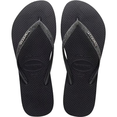 Havaianas Slim Glitter II Meisjes Slippers - Black/Dark Grey Metallic - Maat 29/30