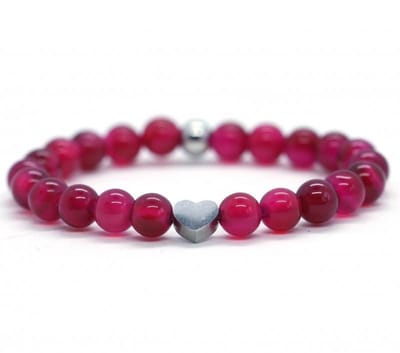 Dames armband roze agaat 17,5 cm - Heaven Eleven