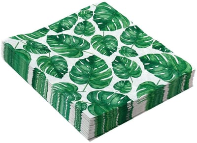 Dailygoods- Papieren Servetten - 20 Stuks - Biologisch Afbreekbaar - 2-laags - Feestelijke Decoratie - Monstera Blad Design - Milieuvriendelijk - Feestservetten