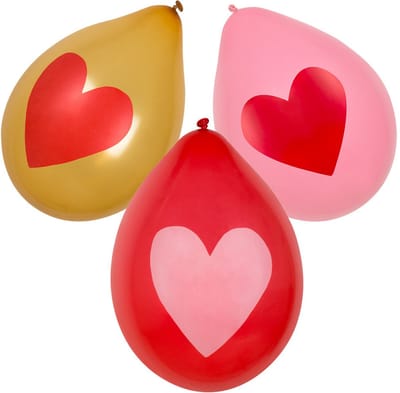 Hartjes ballonnen - 6x st - Rood, roze en goud - 30 cm - Valentijn - bruiloft versiering - Liefde/Valentijn