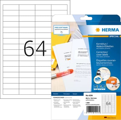 HERMA Abdecketik. A4 wit 48,3x16,9 mm Papier opak 1600 St.