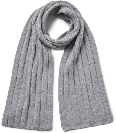 FALKE Scarf in Rib sneldrogend warm kasjmier wintersjaal unisex grijs - maat ONESIZE