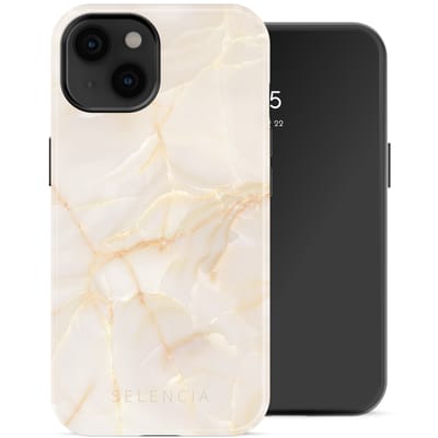 Selencia Hoesje - Geschikt voor Apple iPhone 14 - Backcover geschikt voor MagSafe - Golden Beige Marble
