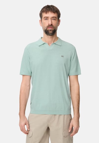 camel active Gevlekt poloshirt met korte mouwen van katoen - Maat menswear-M - Oceaangroen