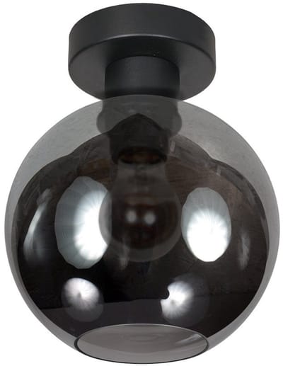 Plafondlamp Sferio 4373ZW met rookglas kap Ø15 cm - Modern ontwerp van Mexlite van metaal en glas, geschikt voor binnengebruik, E27 fitting, dimbaar met externe dimmer, sfeervol diffuus licht
