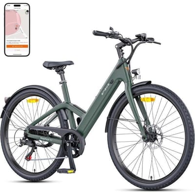 ENGWE N1 Air ST - Vélo électrique 28'' - Cadre en fibre de carbone - Autonomie 100 km - Batterie 36V 10Ah - Freins à disque - Vert groen
