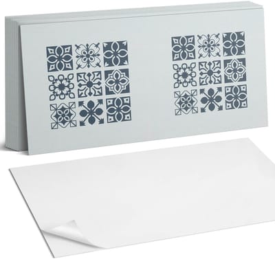 Coloray Plaktegels - Geometrische patronen in vierkanten Zelfklevende Wandtegels - 40 cm x 20 cm - Grijs Plaktegels - 10 stuks - Rechthoek PVC Tegels - Plaktegels Badkamer - Vloertegels Zelfklevend - Vinyl Tegels Zelfklevend - Portugese Tegels