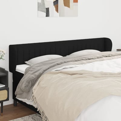 vidaXL - Hoofdbord - met - randen - 183x23x78/88 - cm - stof - zwart