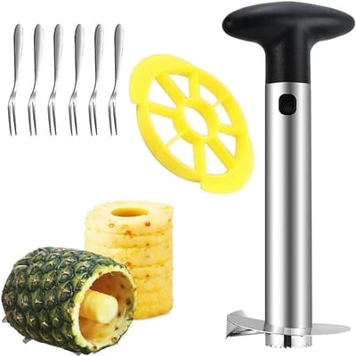 3-in-1 Ananassnijder en Schiller van RVS, Afwasmachinebestendig, Ananas Pitter en Kernverwijderaar voor Keuken en Thuis