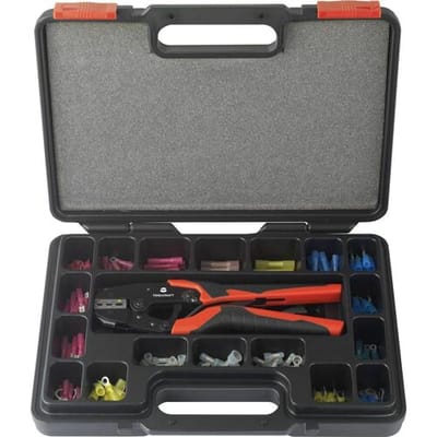 TOOLCRAFT HJ540168BC-A1A5 TO-7104990 Krimptangset 168-delig Krimpverbinders, Persverbinders 0.5 tot 8 mm² Incl. krimp-assortiment met koffer, Incl.