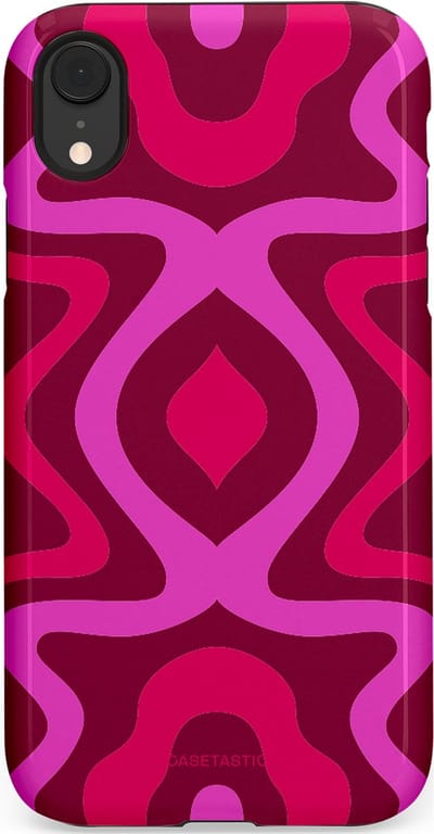 Casetastic Hoesje Geschikt voor Apple iPhone Xr - Stijlvolle Beschermende Duo-layer Case - Retro golf