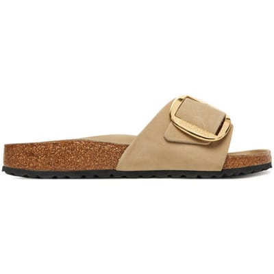 Birkenstock - MADRID BIG BUCKLE LEATHER - Dames slippers - Kleur: Wit/beige - Maat: 38