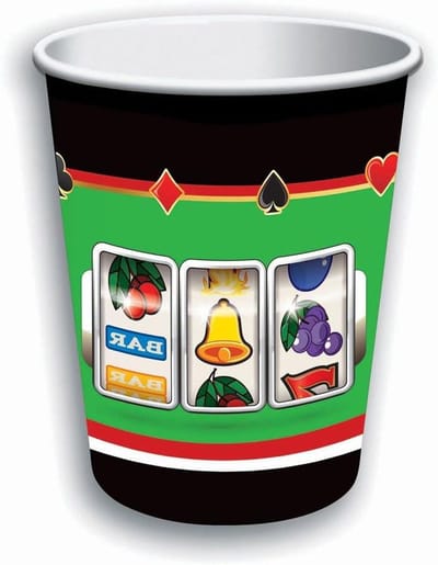 Casino Bekers - Feestbekers Poker - Casino Feest Decoratie - Thema Sport - 9 oz 8 stuks - Meerkleurig