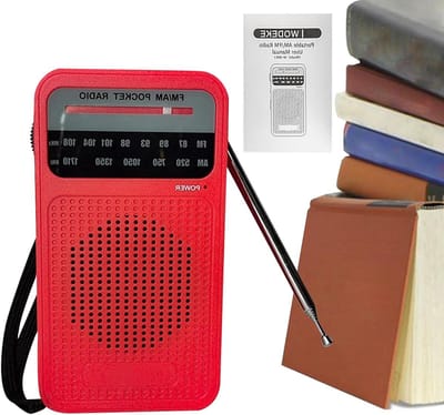 Transistorradio Op Batterijen - Draagbare Zakradio - Muziek Luisteren - Dubbele Band Ondersteuning - 13x7.2x3.1cm - Rood