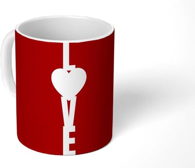 Mok - Koffiemok - Love - Hart - Rood - Mokken - 350 ML - Beker - Koffiemokken - Theemok - Mok met Tekst